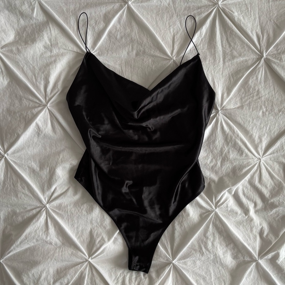 urban planet satin cowl neck bodysuit